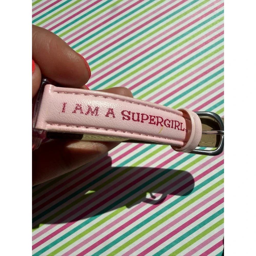 Vintage Armitron Supergirl Watch Pink DC Comics I Am A Supergirl Leather Strap